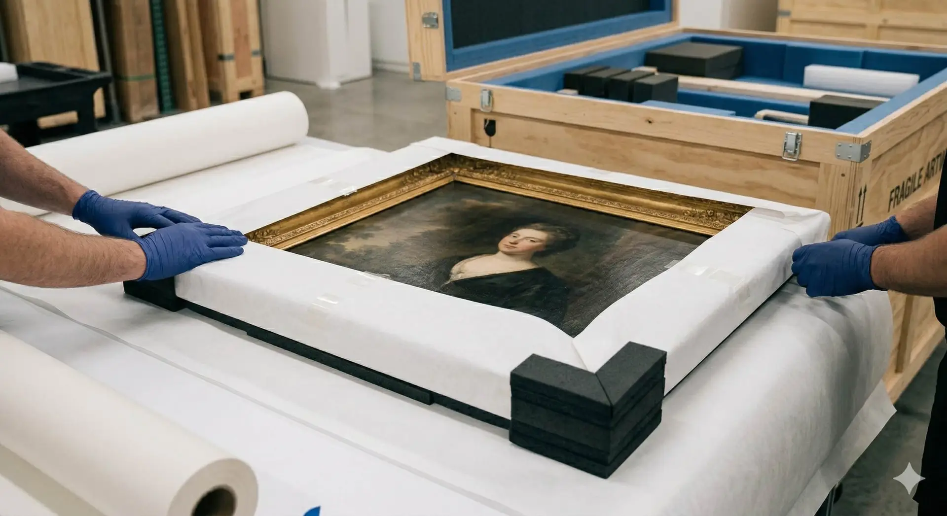 embalaje profesional para transportar obras de arte con protección y materiales adecuados